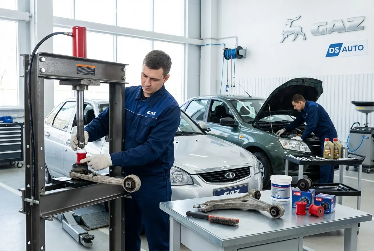 Замена сайлентблоков передних рычагов GAZ в автосервисе «DS Auto» в Жуковском
